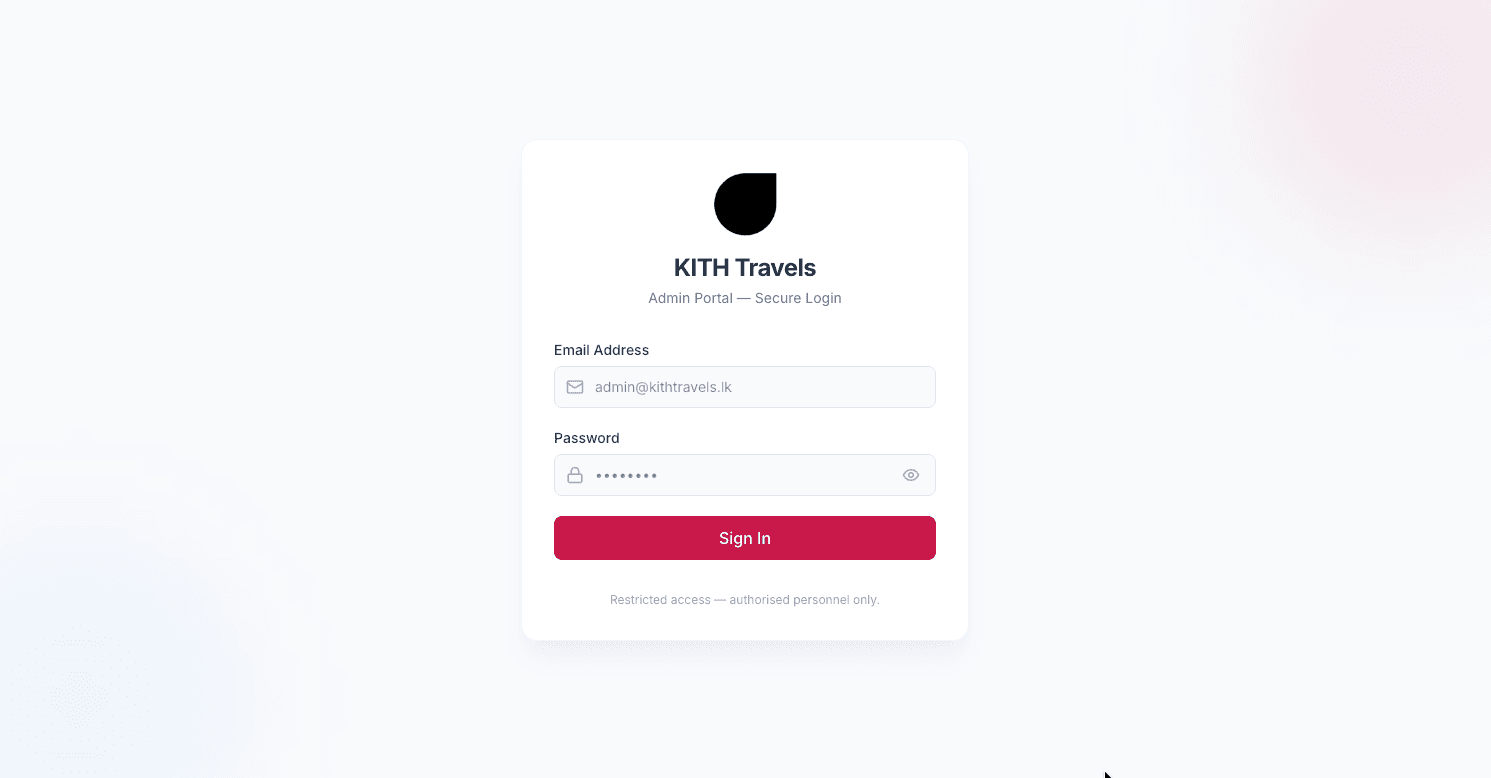 Kith Travels Admin Dashboard