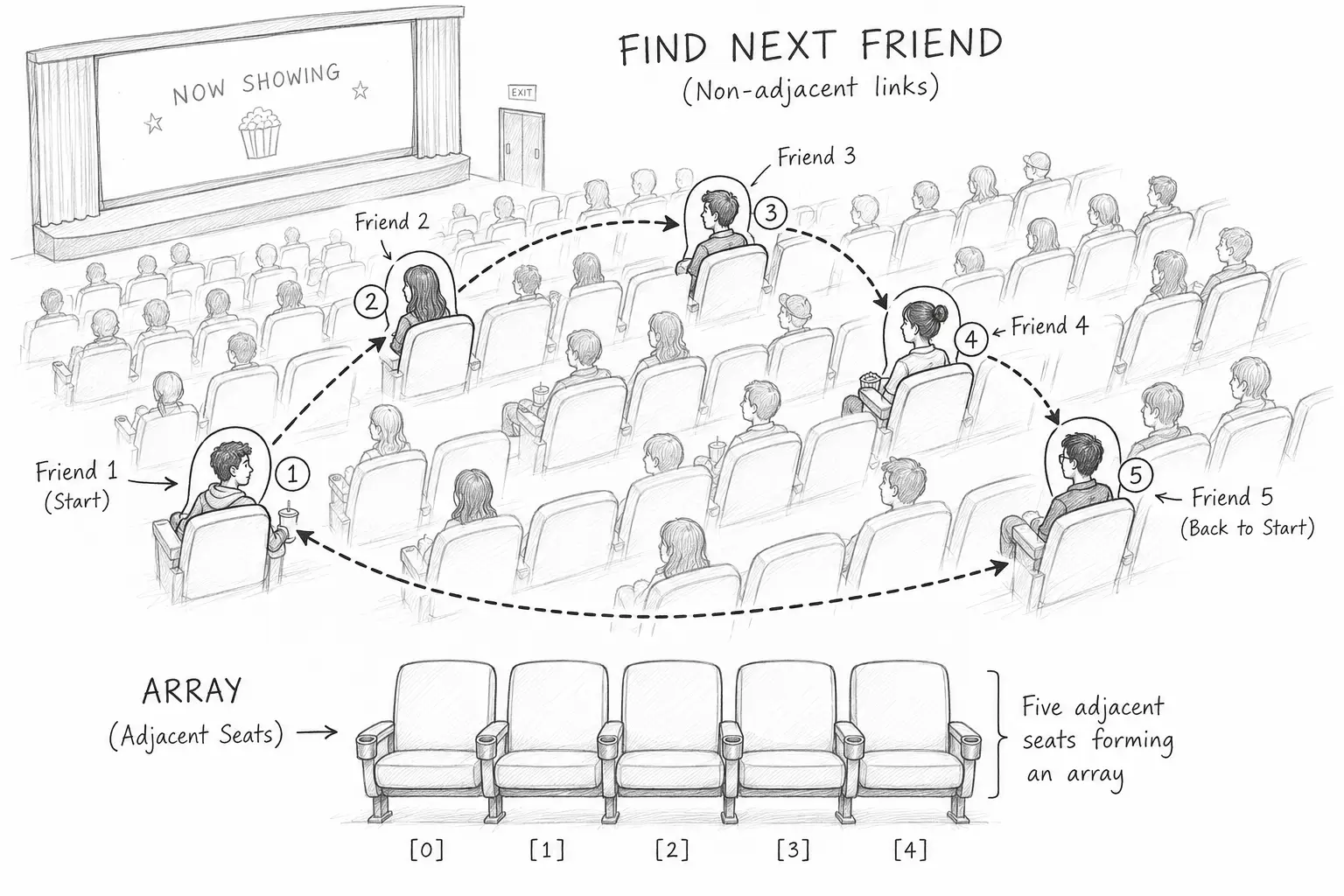 A Crowded Cinema Explains Linked Lists Better Than Your Textbook
